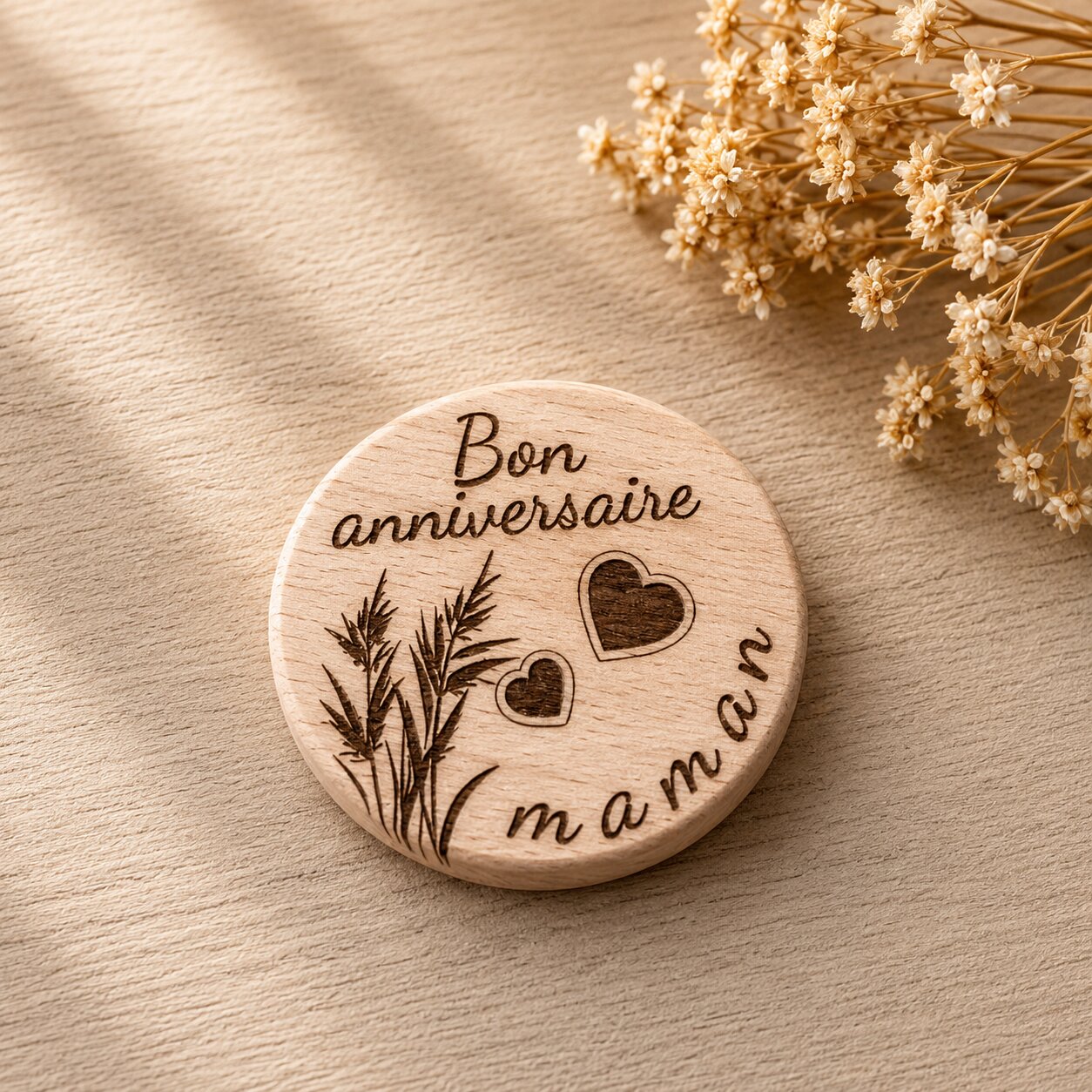 Magnet "bon anniversaire maman" — spécial maman — création artisanale Scrapnwood