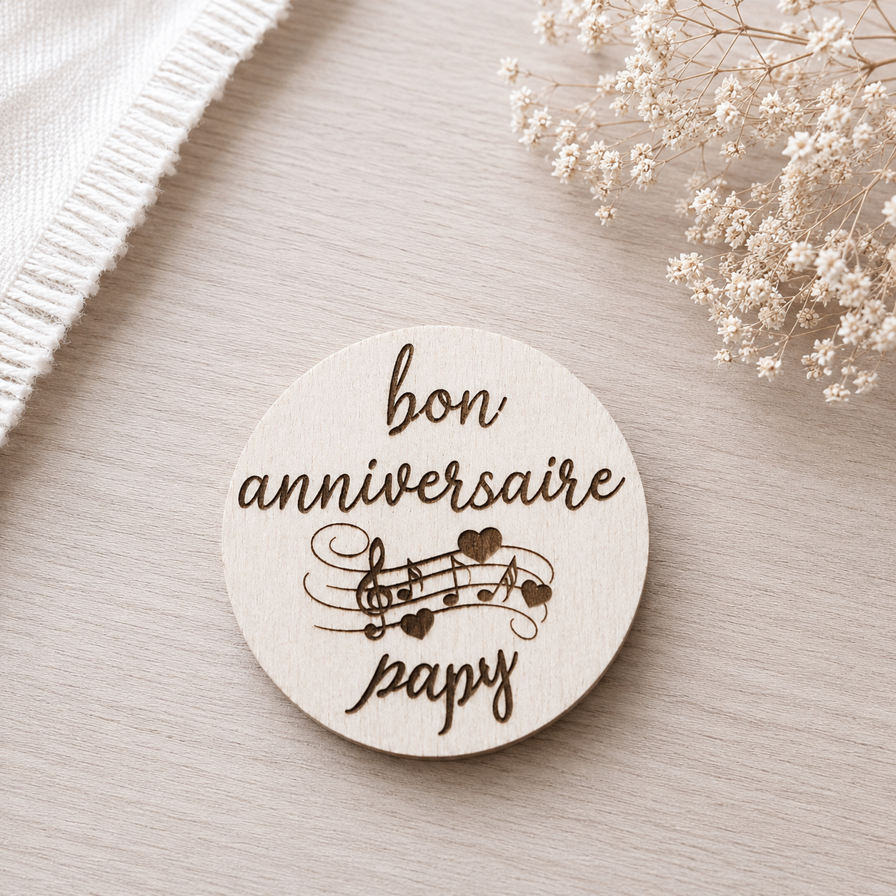 Magnet anniversaire papy — fêtes en bois gravé, fait main