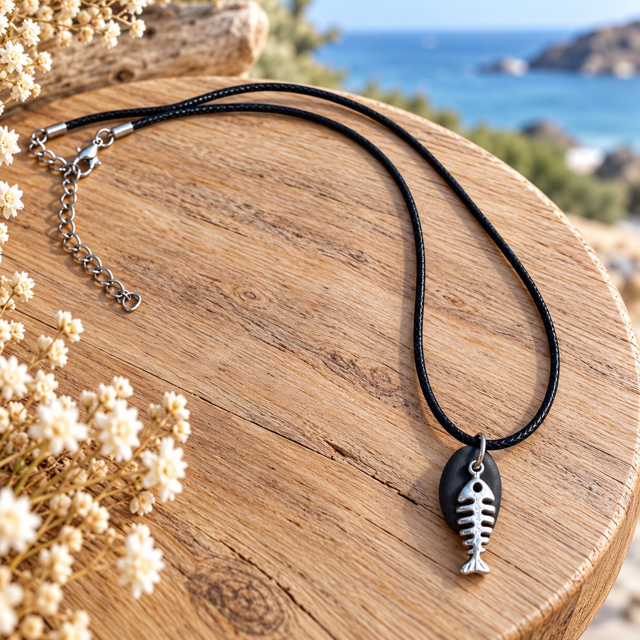 Collier galet poisson