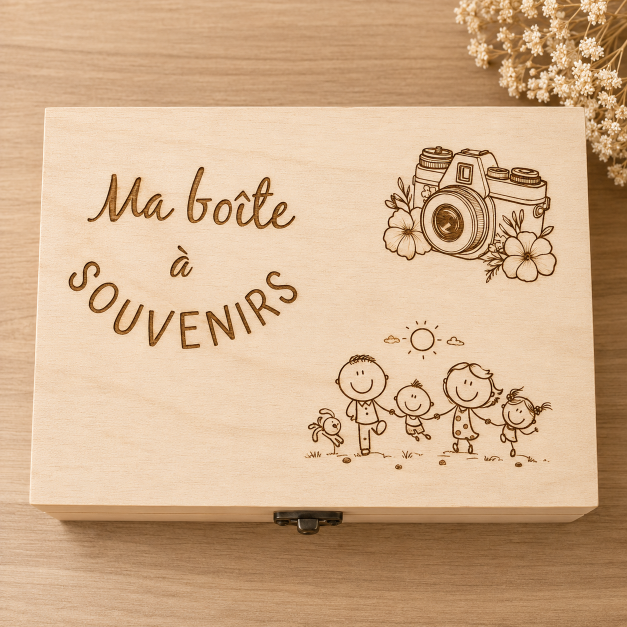 Boîte à souvenirs — coffrets et urnes en bois gravé, fait main