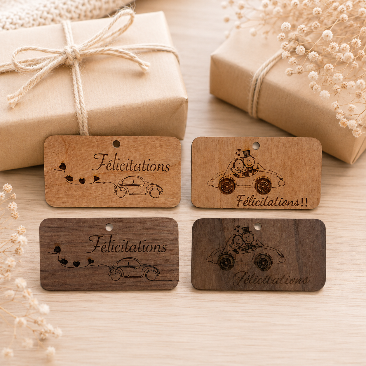 Etiquette Félicitations — autres — création artisanale Scrapnwood