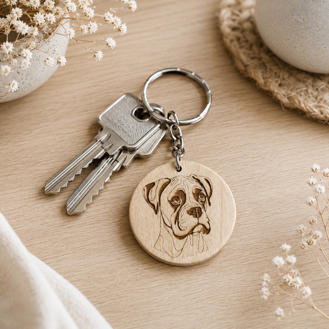 Porte clé en bois boxer — plaisir d'offrir — création artisanale Scrapnwood