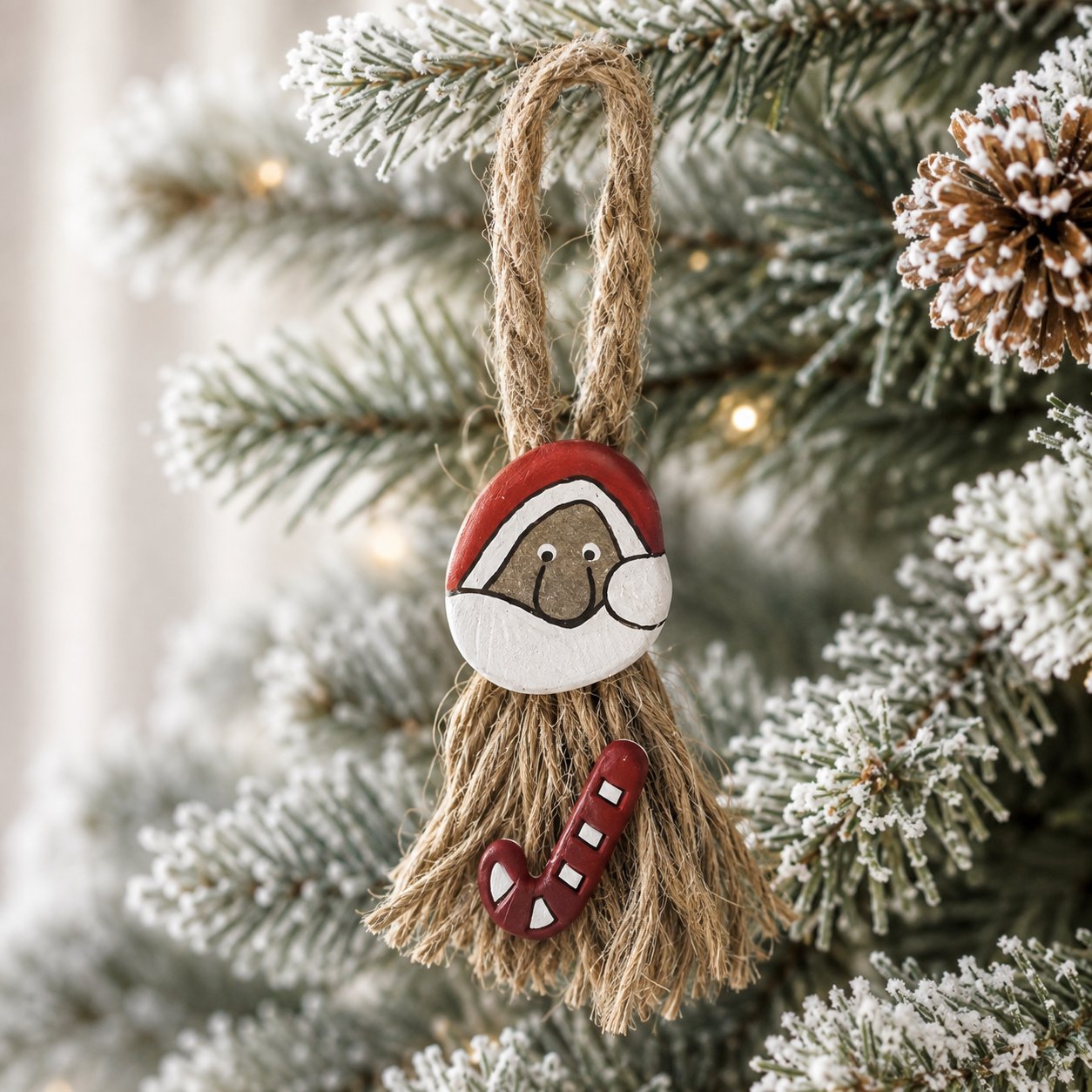 Déco Père Noël galet — noël — création artisanale Scrapnwood