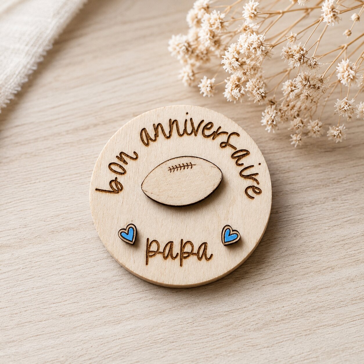 Magnet anniversaire"rugby" — fêtes — création artisanale Scrapnwood