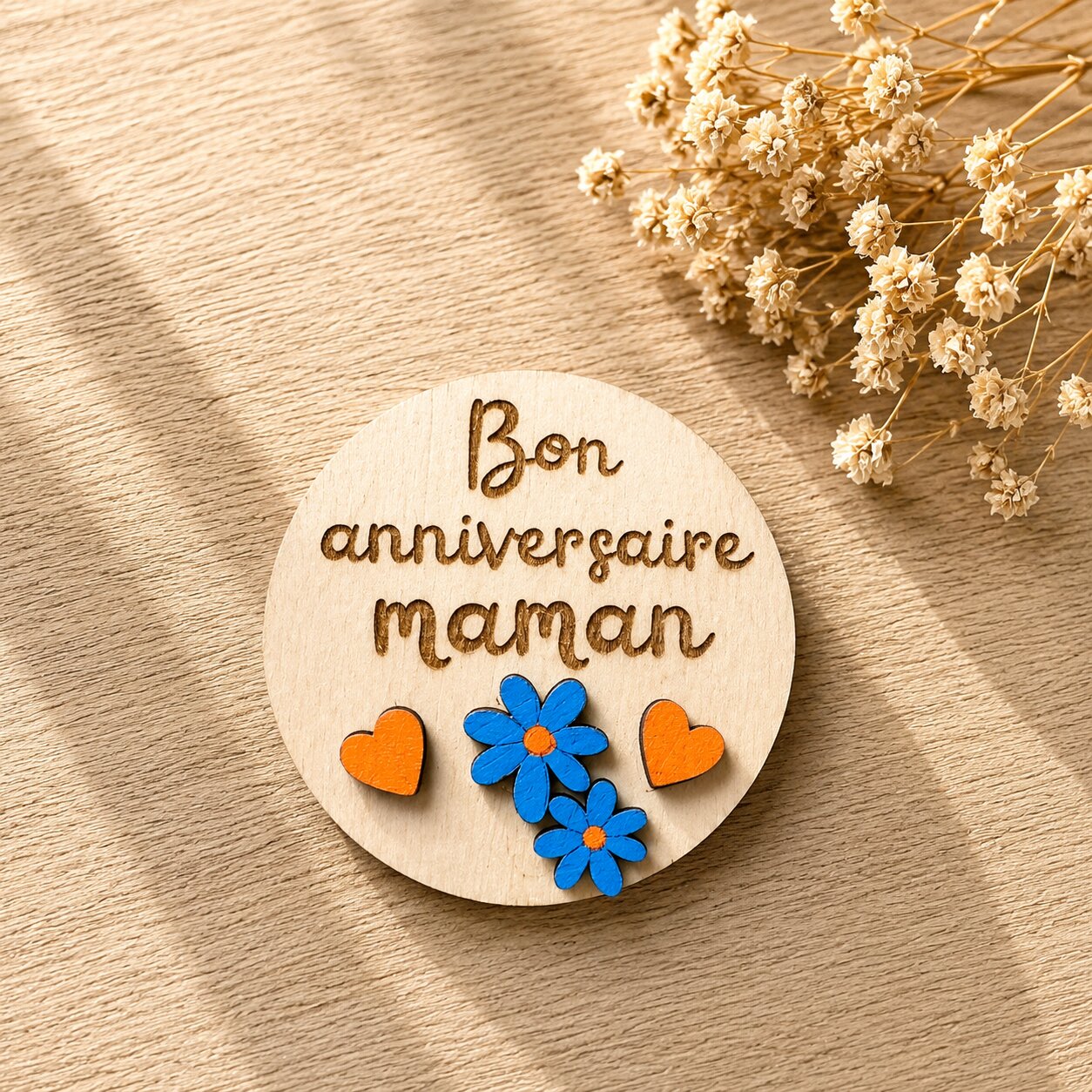 Magnet "bon anniversaire maman" — spécial maman — création artisanale Scrapnwood