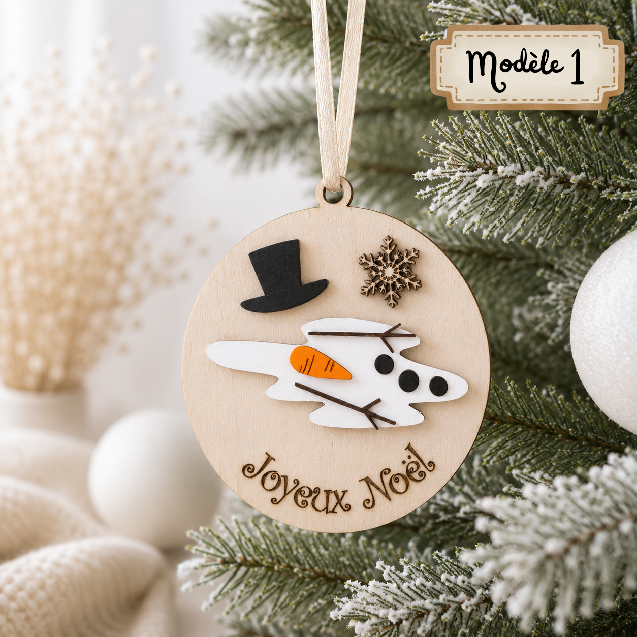 Boule en bois "bonhomme fondu"