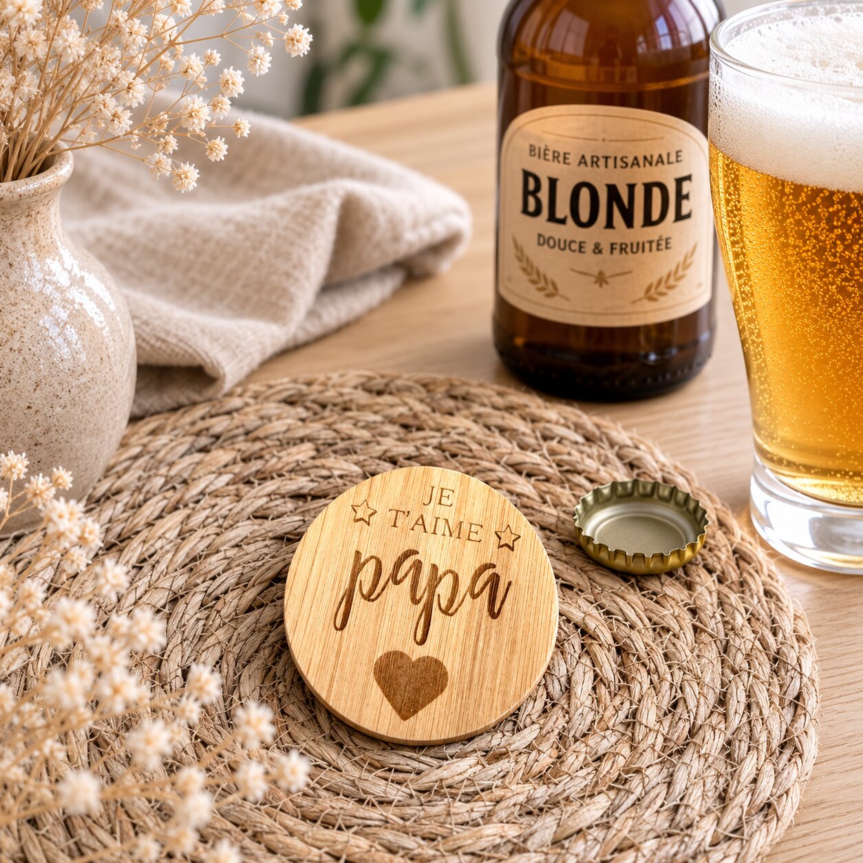 Décapsuleur bois rond — fêtes — création artisanale Scrapnwood
